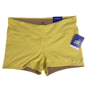 JoyLab High-Rise Shorts Womens XXL Yellow NEW 3" Inseam Seamless Eyelet Athletic